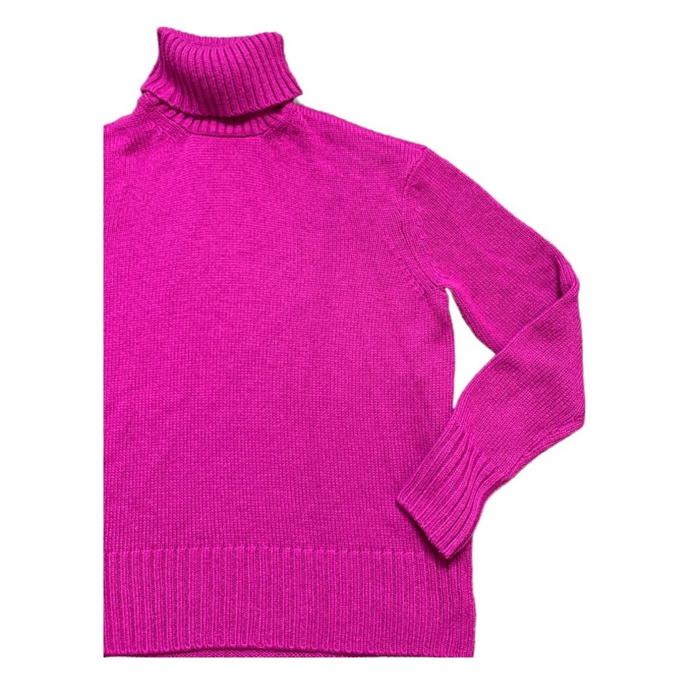 JOE FRESH Barbiecore Chunky Knit Hi-Lo Turtleneck Sweater S - Picture 5 of 10